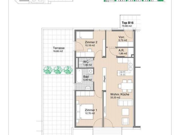 Immobilie in Zams - Wunderschöne 3-Zimmer-Eigentumswohnung mit Balkon und großer Südwestterrasse | TOP B16 | Zentrum Zams - Bild 4