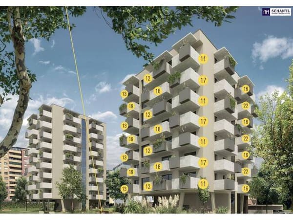 Immobilie in Klagenfurt - Über den Dächern von Klagenfurt, in der beliebten Viktringer Vorstadt mit Nähe zum Wörthersee – 2-Zimmer-Neubau mit 11 m² Balkon - Bild 3