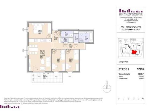 Immobilie in Purkersdorf - Den Sommer im Kühlen genießen Traumhafte 4 Zimmer Wohnung mit großem Balkon - PROVISIONSFREI - Bild 4