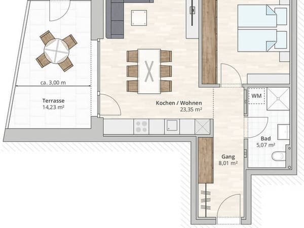 Immobilie in Muntlix - 2-Zi-Terrassenwohnung TOP 21 in Muntlix, Hauptstraße 31+33 - Bild 1