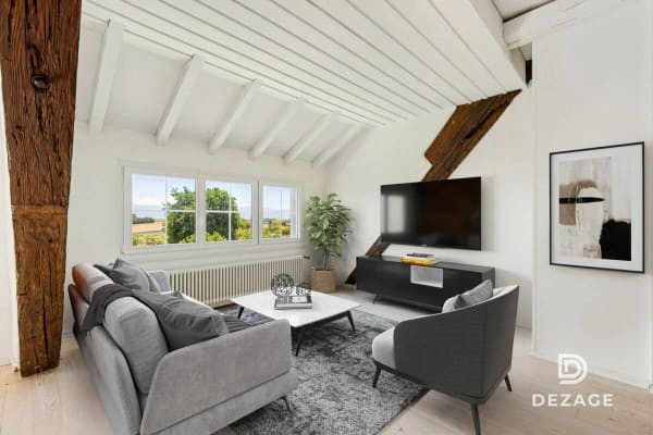 Immobilie in Vufflens-la-ville - Appartement de caractÃ¨re avec vue panoramique et jardin au coeur du village ! - Bild 2