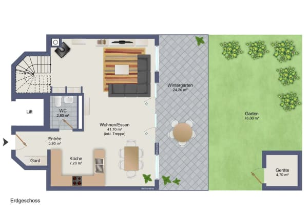 Immobilie in Grafstal - 3.5 Zimmer-Garten-Maisonettewohnung in Grafstal, Wohnen wie im Einfamilienhaus - Bild 11