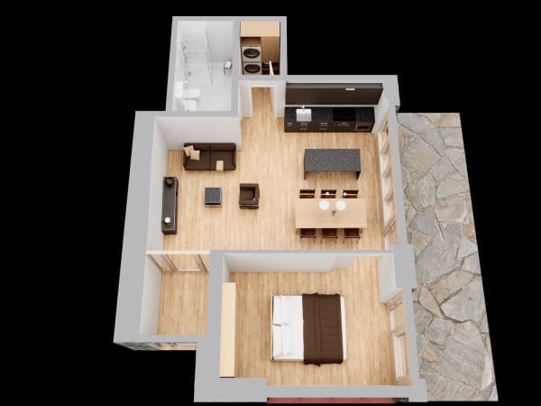 Immobilie in Unterschächen - 1.5-Zimmer-Studio im neuen Anbau der Residenz Posthaus â€“ Projekt Posthaus Urigen - Bild 3