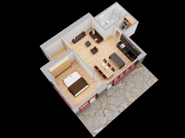 Immobilie in Unterschächen - 1.5-Zimmer-Studio im neuen Anbau der Residenz Posthaus â€“ Projekt Posthaus Urigen - Bild 4