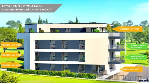 Immobilie in Attalens - Magnifique appartement de 4,5 pièces avec balcon à Attalens (A11) - Bild 0