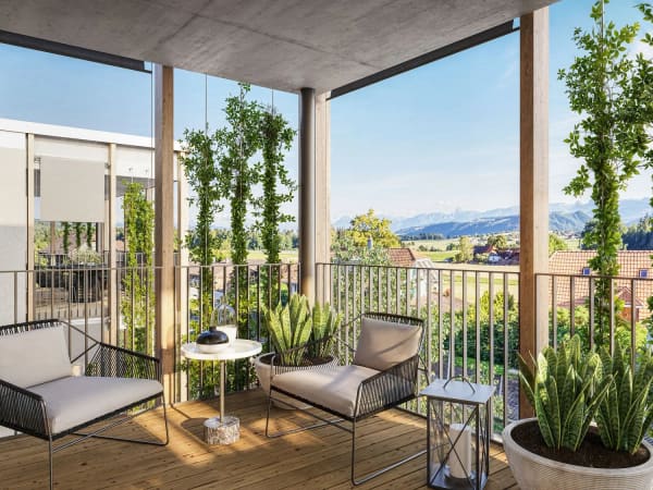 Immobilie in Rüfenacht Be - Moderne 4.5-Zi. Etagenwohnung mit gedecktem Sitzplatz und viel Sonne, zentrale Lage - Bild 0
