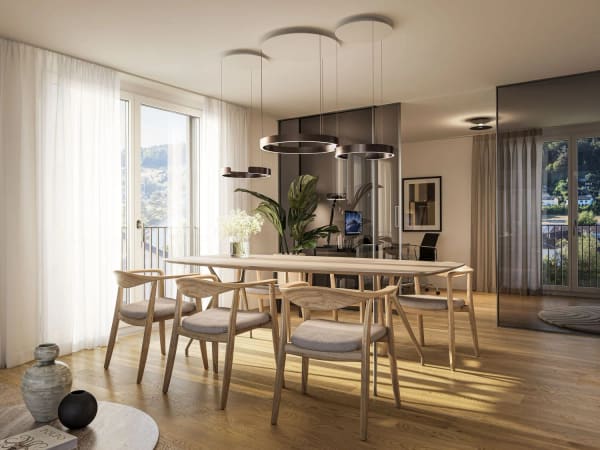 Immobilie in Rüfenacht Be - Moderne 4.5-Zi. Etagenwohnung mit gedecktem Sitzplatz und viel Sonne, zentrale Lage - Bild 1