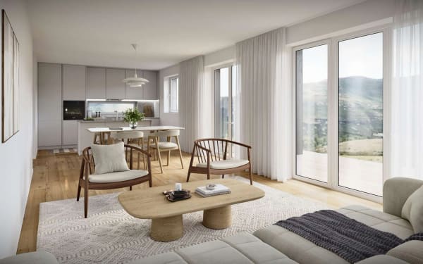 Immobilie in Vals - 8 neue Einfamilienhäuser für den Erstwohnsitz ? zeitgemässer Holzbau, sorgfältig geplant im kleinen Ensemble Bim Chrützchappeli. - Bild 1