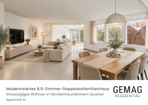 Immobilie in Appenzell - Grosses 6.5-Zimmer-Doppeleinfamilienhaus an bevorzugter Wohnlage - modernisiert und sofort bezugsbereit - Bild 0