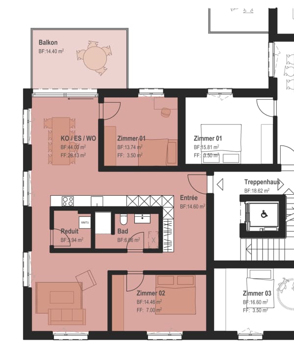 Immobilie in Bilten - Neubau 3.5-Zimmer-Wohnung mit Balkon und schÃ¶ner Aussicht in Bilten - Bild 4