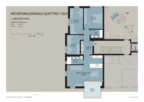 Immobilie in Benken Sg - WOHNPARK DORF - VERKAUFSSTART 2. ETAPPE - 4,5-Zimmerwohnung im 2. OG - Bild 6