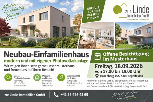 Immobilie in Tegerfelden - Neubau-Einfamilienhaus - modern und mit eigener Photovoltaikanlage - Bild 0