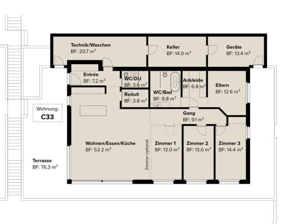 Immobilie in Sattel - Exklusive 5.5-Zimmer-Terrassenwohnung mit Bergblick in Sattel - Bild 10