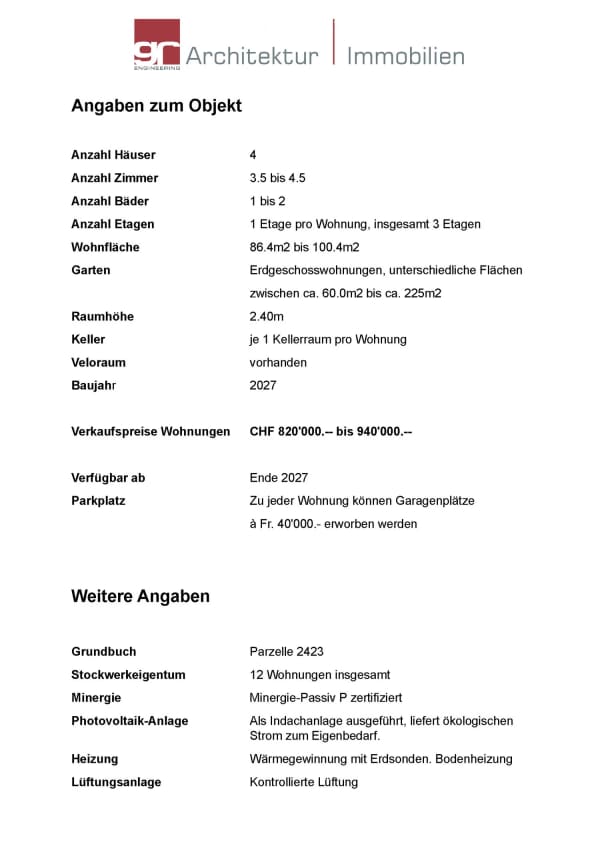 Immobilie in Diegten - Moderne 3.5 - 4.5 Zimmer Wohnungen in 4 MehrfamilienhÃ¤user in Minergie-P-Standard zu verkaufen - Bild 8