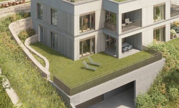 Immobilie in Mönthal - 3.5-Zimmer-Gartenwohnung - UNTERDORF MÖNTHAL - Zeitgemässe Architektur mitten im Grünen - Bild 1
