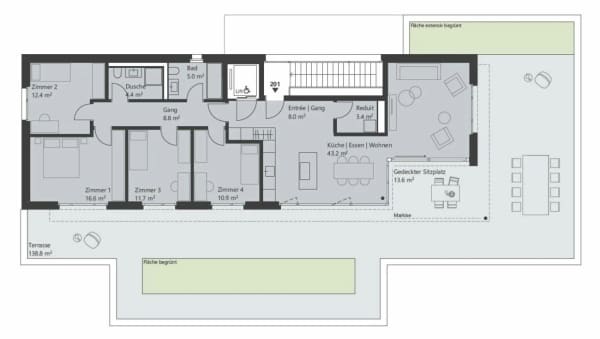 Immobilie in Mönthal - 5.5-Zimmer-Attikawohnung - UNTERDORF MÃ–NTHAL - ZeitgemÃ¤sse Architektur mitten im GrÃ¼nen - Bild 3