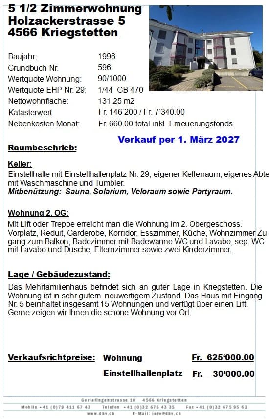 Immobilie in Kriegstetten - 5 1/2 Zimmerwohnung in top Zustand - Bild 13