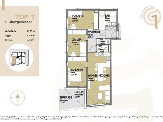 Immobilie in Perg - Wohnung zum Kauf - Erstbezug - Perg - 369.000 € - 4 Zimmer, 81,8 m², 1. Geschoss - Bild 2