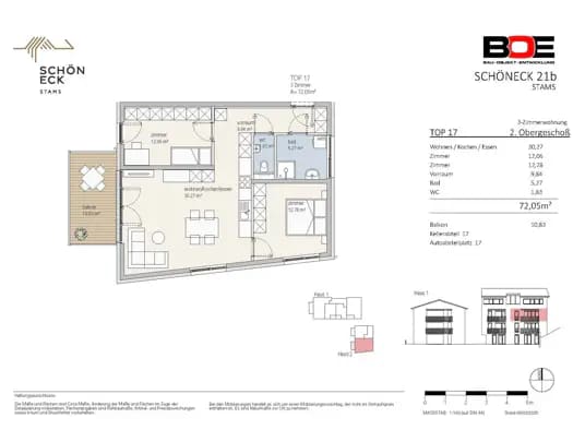 Immobilie in Stams - Wohnung zum Kauf - Erstbezug - Stams - 445.000 € - 3 Zimmer, 72,1 m², 2. Geschoss - Bild 2