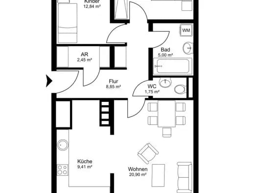 Immobilie in Grödig - Wohnung zum Kauf - Grödig - 329.000 € - 3 Zimmer, 75,3 m², 1. Geschoss - Bild 2