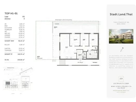 Immobilie in Gösting - Wohnung zum Kauf - Erstbezug - Graz - 468.000 € - 4 Zimmer, 96,4 m², EG - Bild 1