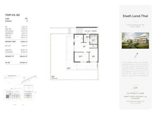 Immobilie in Gösting - Wohnung zum Kauf - Erstbezug - Graz - 289.000 € - 3 Zimmer, 54,7 m², EG - Bild 0