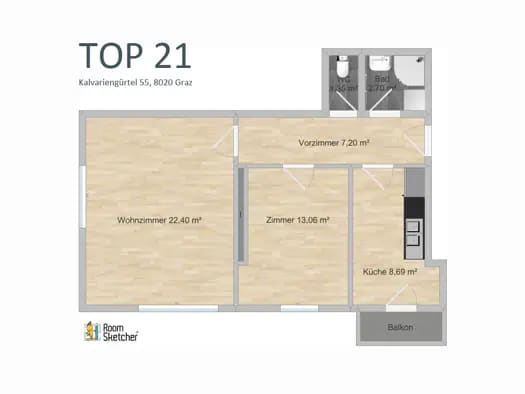 Immobilie in Lend - Wohnung zum Kauf - Graz - 128.300 € - 2 Zimmer, 54,6 m² - Bild 2