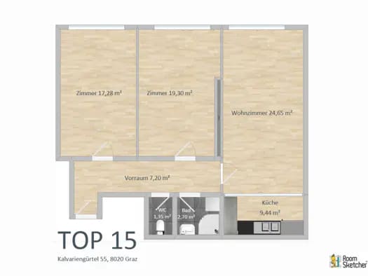 Immobilie in Lend - Wohnung zum Kauf - Graz - 173.300 € - 3 Zimmer, 82 m² - Bild 1