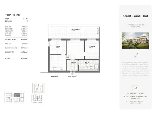 Immobilie in Gösting - Wohnung zum Kauf - Erstbezug - Graz - 260.000 € - 3 Zimmer, 57,7 m², 2. Geschoss - Bild 0