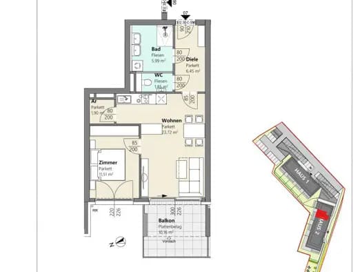 Immobilie in Radenthein - Wohnung zum Kauf - Erstbezug - Radenthein - 587.100 € - 2 Zimmer, 51,4 m², 1. Geschoss - Bild 2