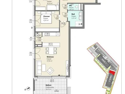 Immobilie in Radenthein - Wohnung zum Kauf - Erstbezug - Radenthein - 978.500 € - 3 Zimmer, 83,7 m², 1. Geschoss - Bild 2