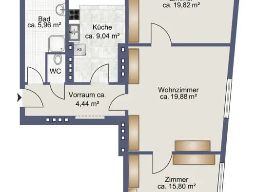 Immobilie in Liesing - Wohnung zum Kauf - Liesing - 295.000 € - 3 Zimmer, 77,4 m², 2. Geschoss - Bild 2