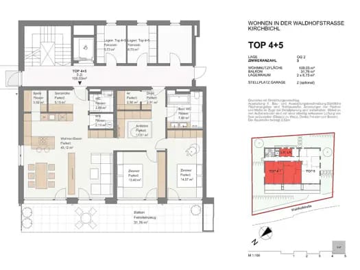 Immobilie in Kirchbichl - Wohnung zum Kauf - Erstbezug - Kirchbichl - 746.000 € - 3 Zimmer, 109 m², 2. Geschoss - Bild 2