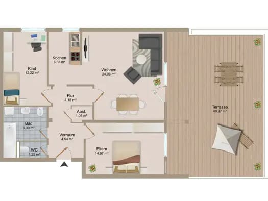 Immobilie in St. Martin - Wohnung zum Kauf - Klagenfurt am Wörthersee - 414.900 € - 3 Zimmer, 79,2 m² - Bild 2