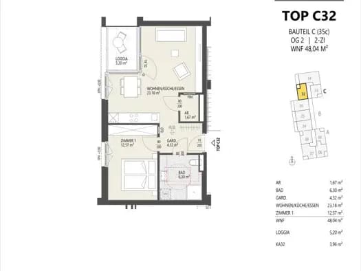Immobilie in Arzl - Wohnung zum Kauf - Erstbezug - Innsbruck - 389.800 € - 2 Zimmer, 48 m² - Bild 2