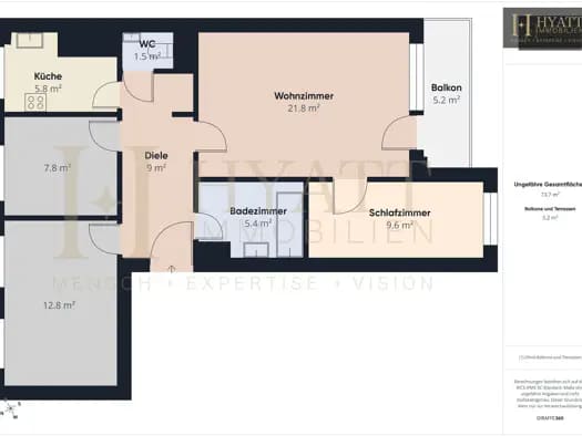 Immobilie in Penzing - Wohnung zum Kauf - Penzing - 420.000 € - 4 Zimmer, 73,3 m², 1. Geschoss - Bild 2