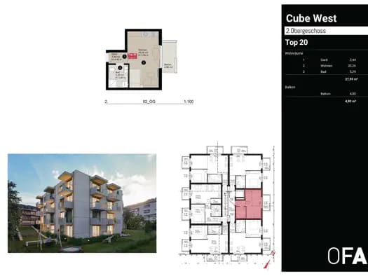 Immobilie in Hötting - Terrassenwohnung zum Kauf - Erstbezug - Innsbruck - 147.900 € - 1 Zimmer, 28 m², 2. Geschoss - Bild 2
