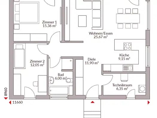 Immobilie in Güssing - Haus zum Kauf - Erstbezug - Güssing - 263.600 € - 3 Zimmer, 86,5 m², frei ab sofort - Bild 2