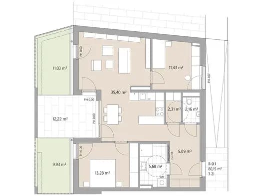 Immobilie in Pradl - Wohnung zum Kauf - Erstbezug - Innsbruck - 620.000 € - 3 Zimmer, 79,9 m², EG - Bild 2