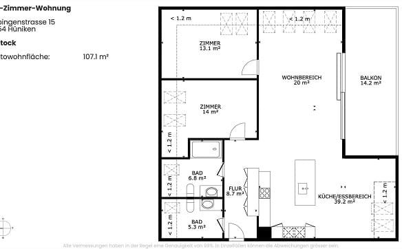 Immobilie in Hüniken - Edle 3.5-Zimmer-Dachwohnung in Hüniken - Bild 8