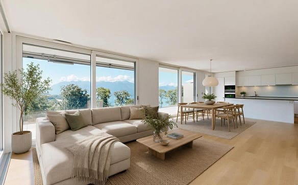 Immobilie in La Croix - Appartement d'exception avec vue panoramique sur le lac et les Alpes - Bild 1