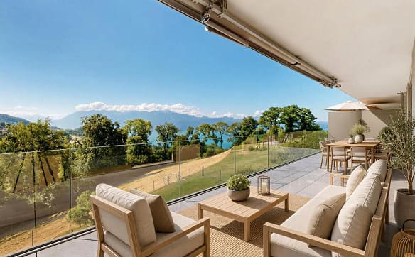 Immobilie in La Croix - Appartement d'exception avec vue panoramique sur le lac et les Alpes - Bild 8