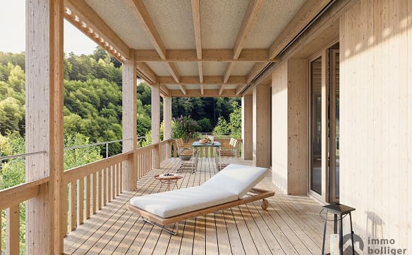 Immobilie in Wikon - Wohnen im Baumgarten: Holzbau mit Charme und Weitblick - Bild 1
