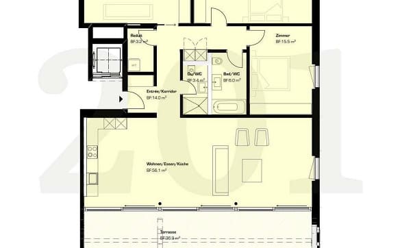 Immobilie in Niederweningen - Grosse 4.5 Zimmerwohnung mit grosser Terrasse - Bild 23
