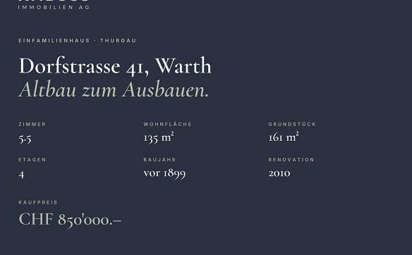 Immobilie in Warth - Altbau im Ortskern – 5.5 Zi, südseitig, zum Ausbauen - Bild 1