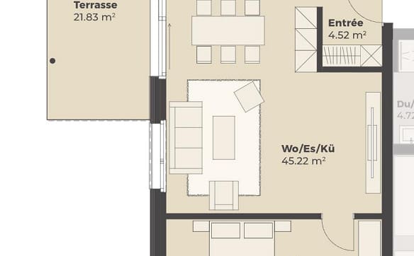 Immobilie in Sax - Stilvolle 2.5-Zimmerwohnung mit exklusiver 47 m² Terrasse - Bild 7