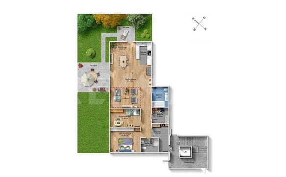 Immobilie in Ottenbach - Grosszügige 3½ – 4½-Zimmer Wohnung im Erdgeschoss mit Ausbaupotenzial - Bild 12