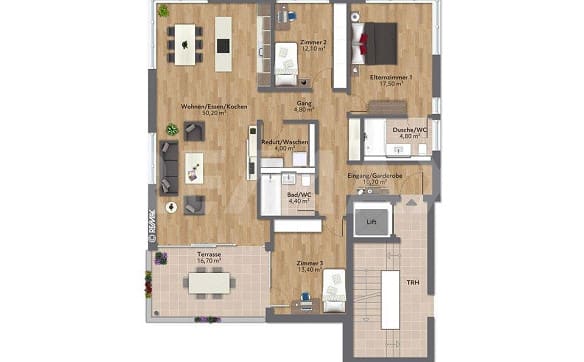 Immobilie in Merenschwand - HOCHWERTIGE 4 ½ ZIMMER MINERGIE-WOHNUNG IM ERSTEN OBERGESCHOSS - Bild 11