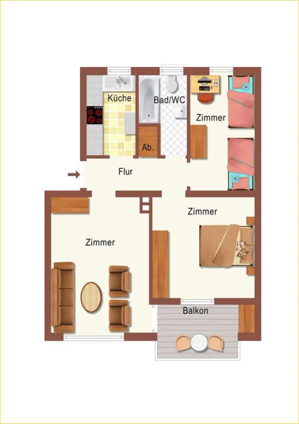 Immobilie in Erding - Erding - zur Kapitalanlage - helle, 3-Zimmer-Wohnung mit attraktivem Grundriss, Balkon und Stellplat - Bild 1