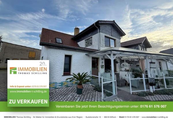 Immobilie in Klötze - Doppelhaushälfte mit großer Partyscheune auf drei Ebenen - Bild 0